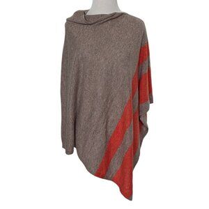 Celeste Stripe Poncho Womens One Size Wool Cashmere Beige Orange Knit